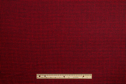 Red and Black Gingham Check Wool Suiting - Prime Fabrics