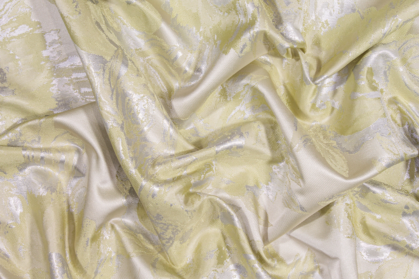 Floral Metallic Brocade - Light Chartreuse and Silver