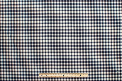 Navy and White Gingham Checked Wool - Prime Fabrics