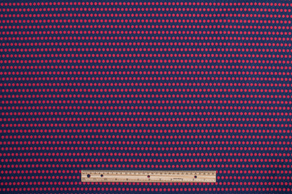 Dotted Brocade - Raspberry Red and Navy Blue