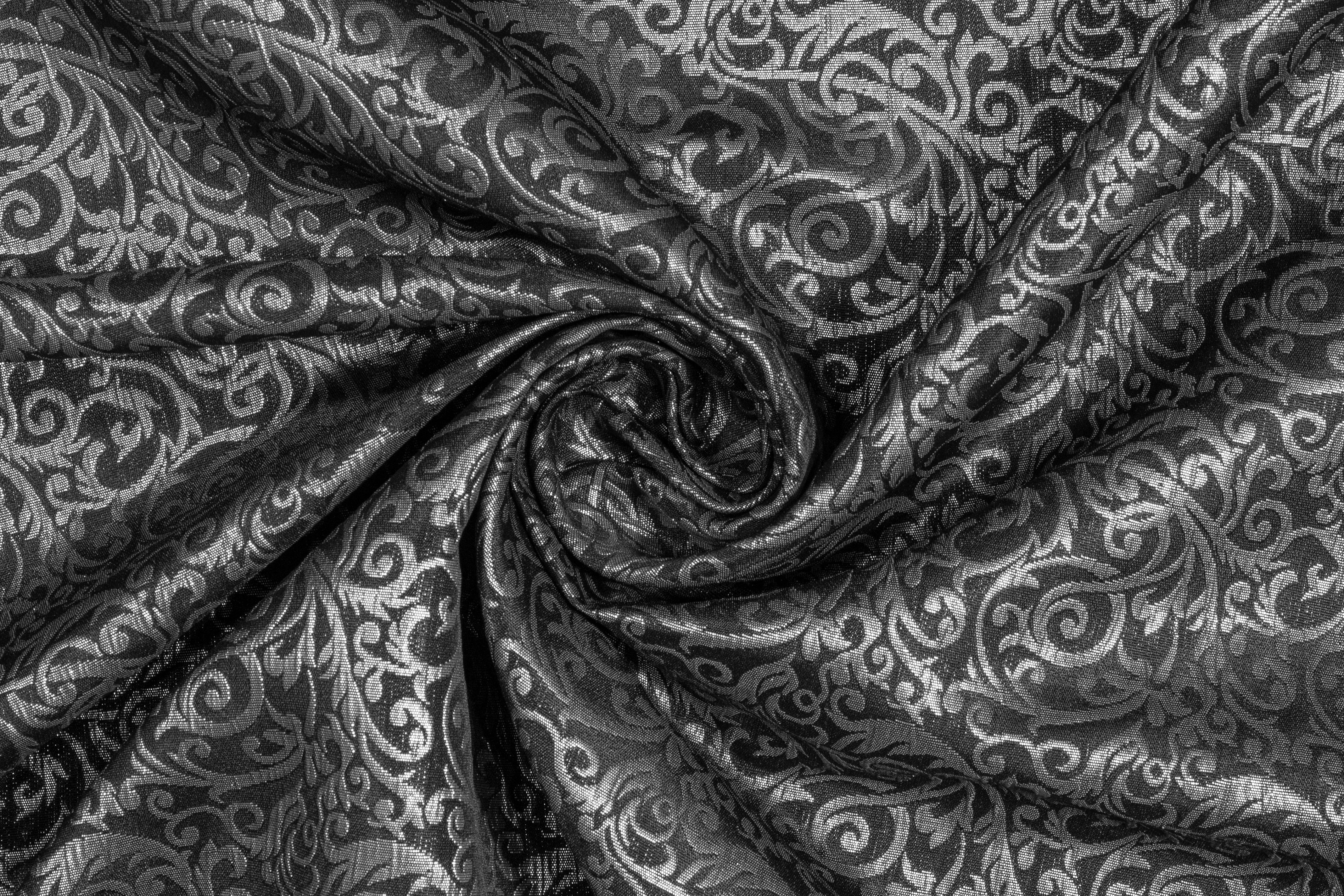 Metallic Brocade - Gray and Black