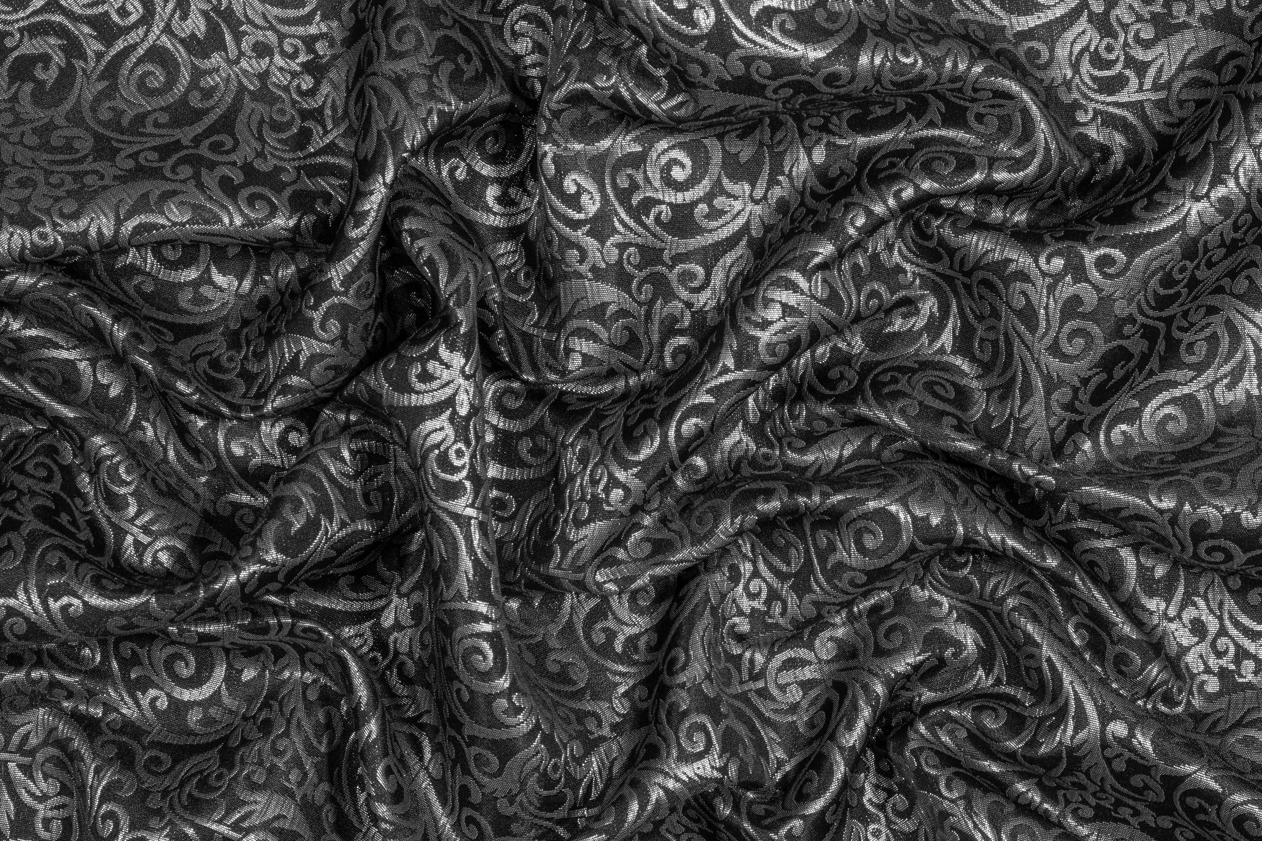 Metallic Brocade - Gray and Black