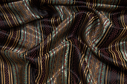 Striped Viscose Nylon Satin Jacquard - Multicolor