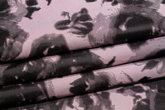 Abstract Satin Jacquard - Black and Pink