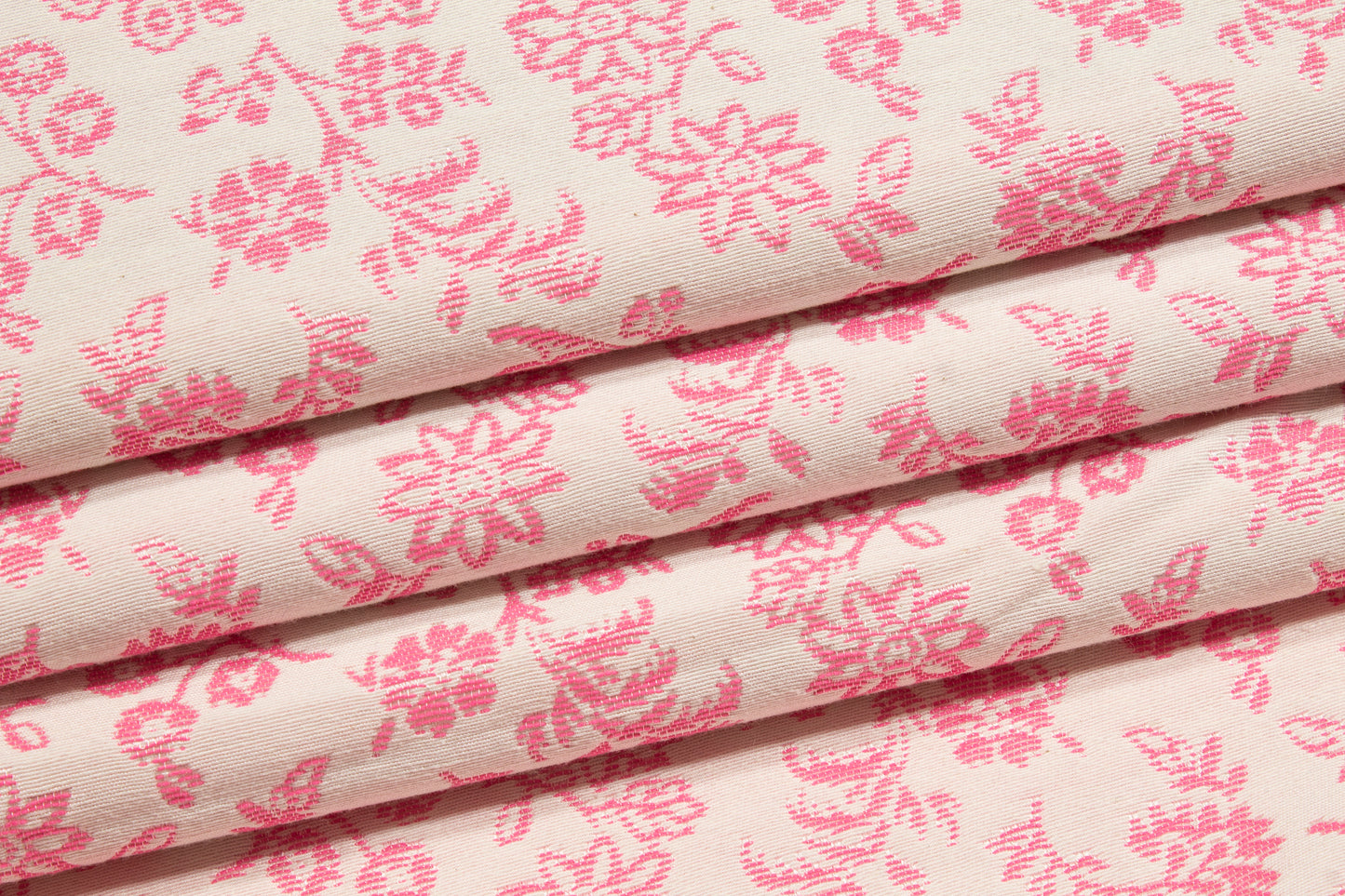 Floral Italian Cotton Brocade - Baby Pink