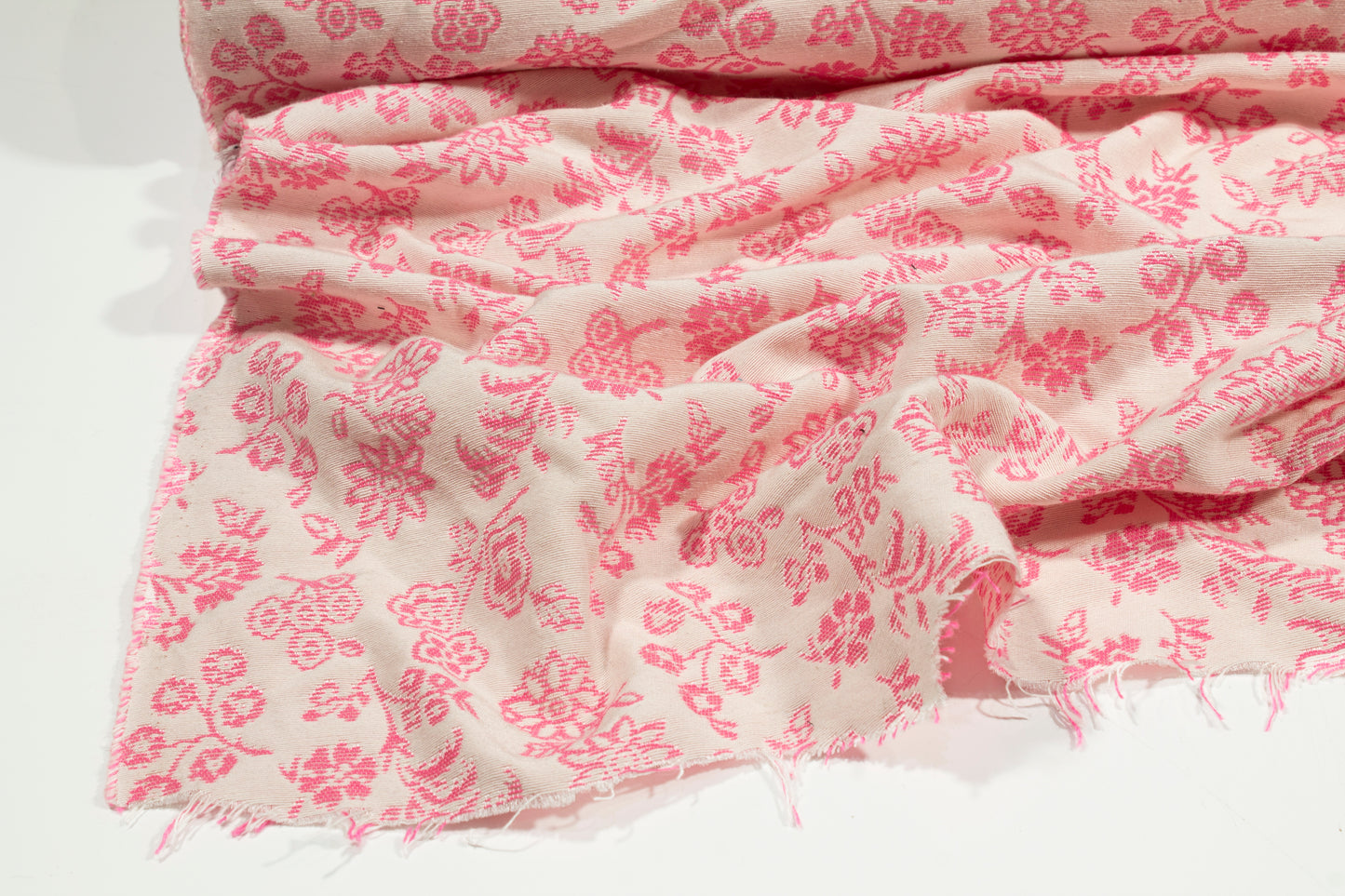 Floral Italian Cotton Brocade - Baby Pink