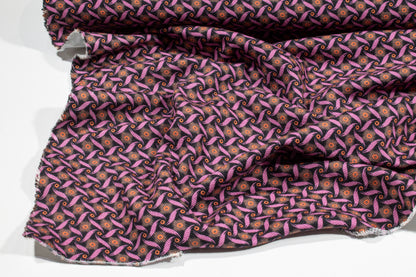 Abstract Cotton Pique - Black, Pink, Orange