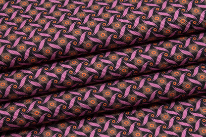 Abstract Cotton Pique - Black, Pink, Orange