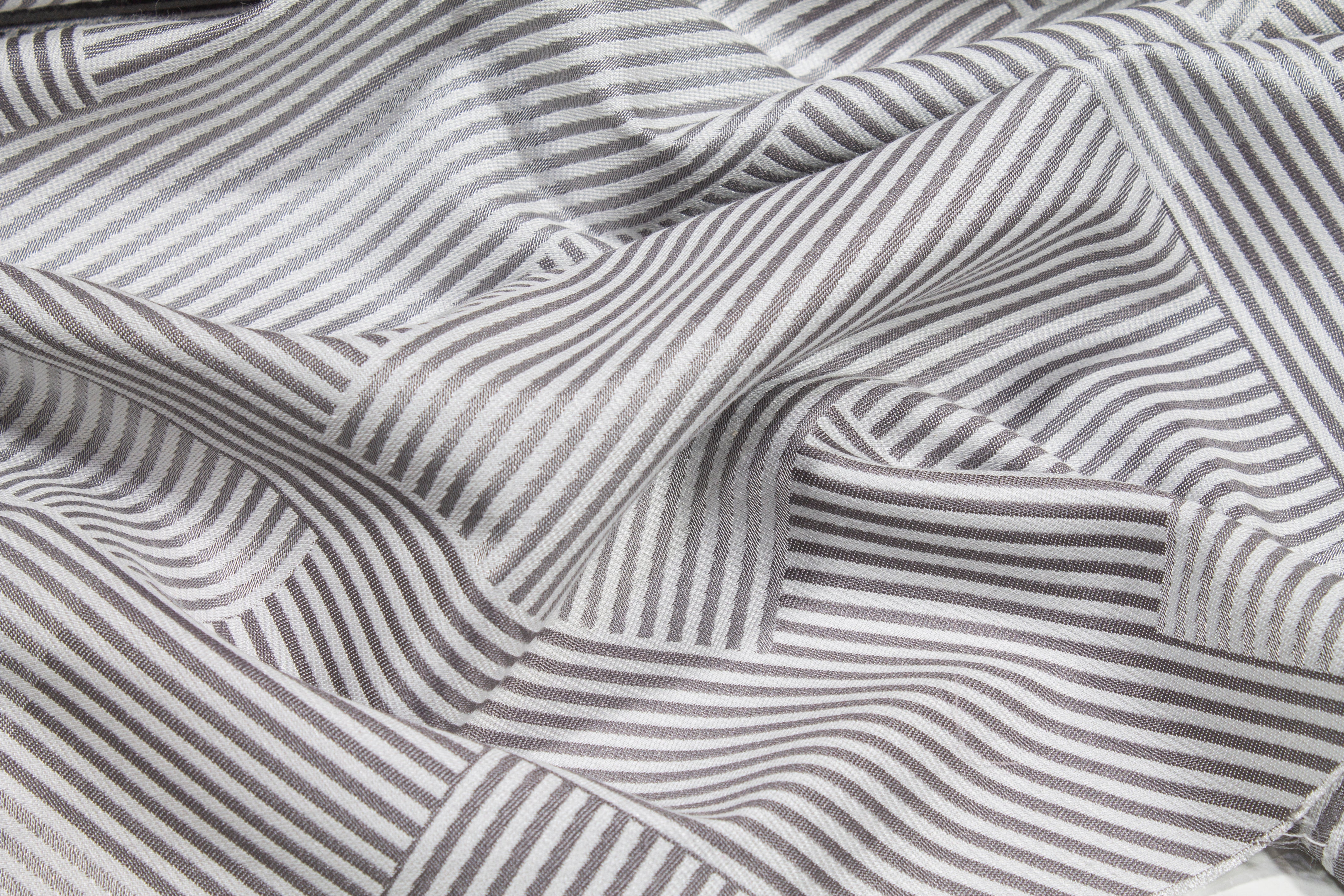 Cross Striped Brocade - Gray and White