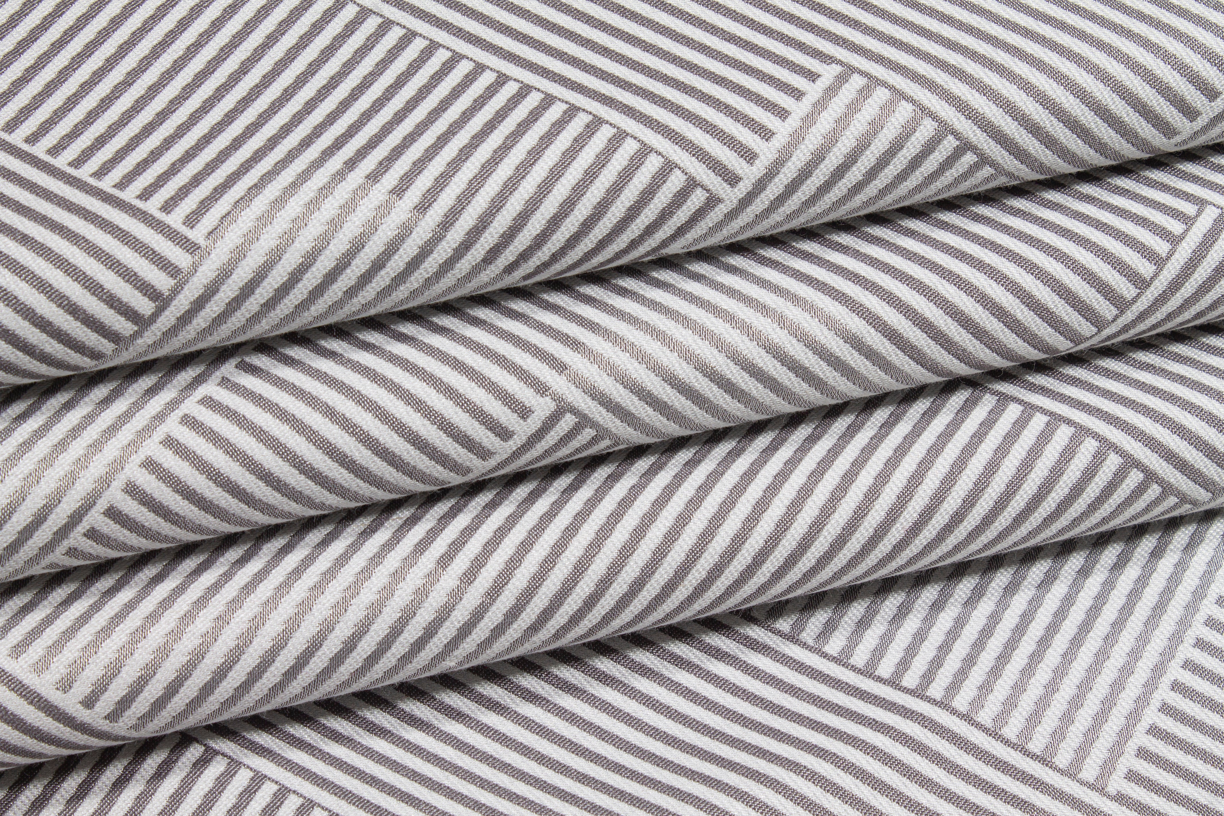 Cross Striped Brocade - Gray and White