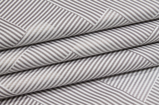 Cross Striped Brocade - Gray and White