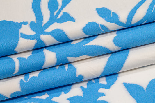 Floral Cotton Jacquard - Blue and White