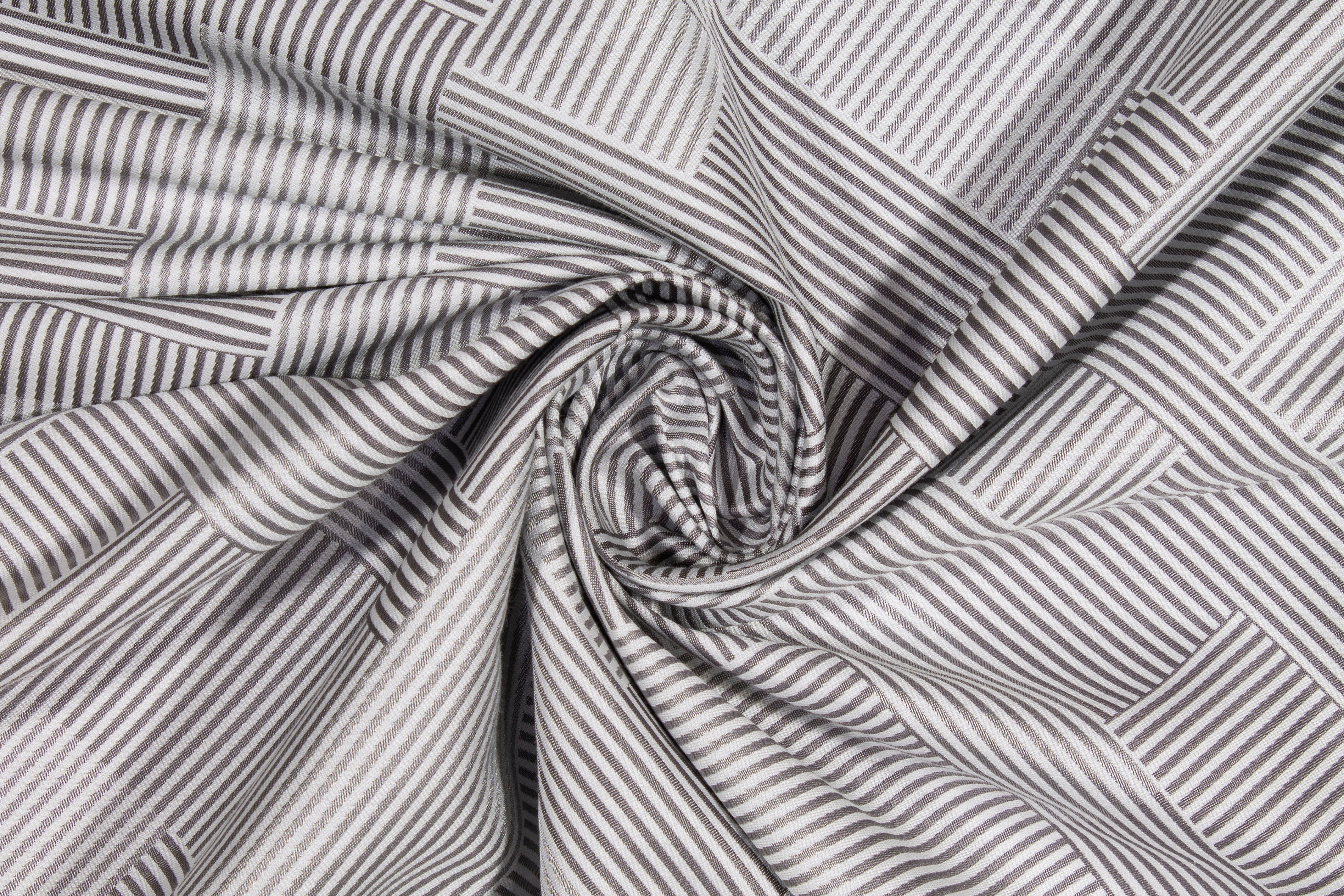 Cross Striped Brocade - Gray and White