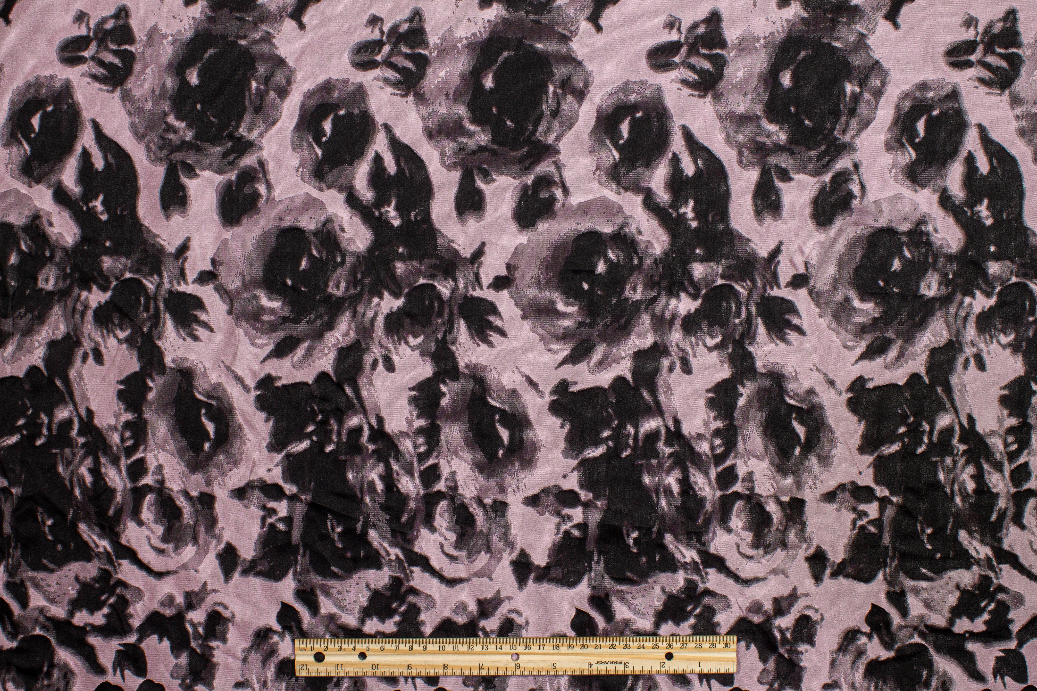 Abstract Satin Jacquard - Black and Pink