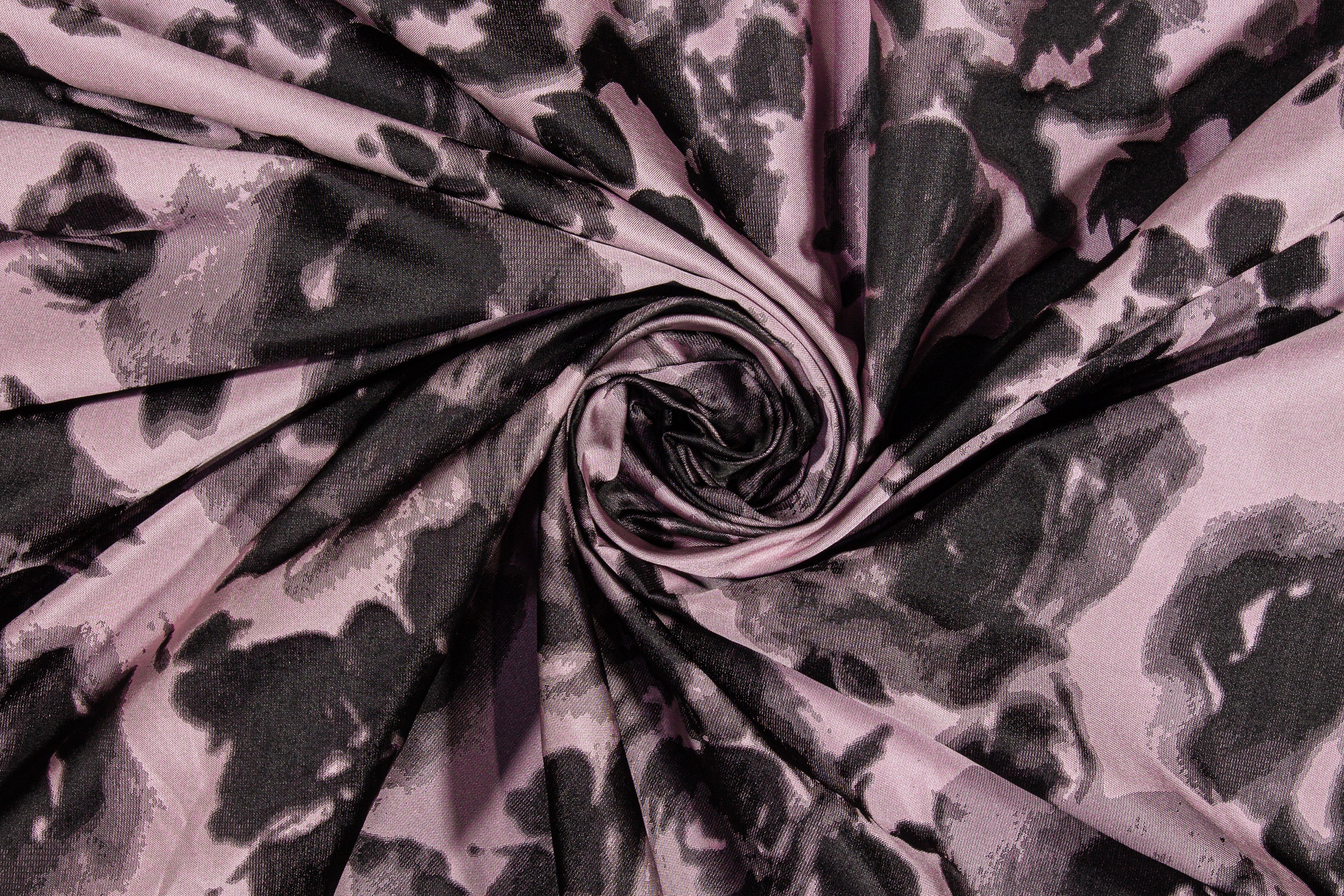 Abstract Satin Jacquard - Black and Pink