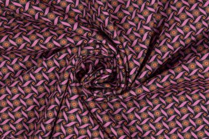 Abstract Cotton Pique - Black, Pink, Orange