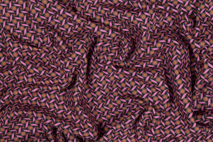 Abstract Cotton Pique - Black, Pink, Orange