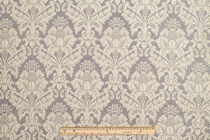 Crushed Damask Brocade - Gray and Off White