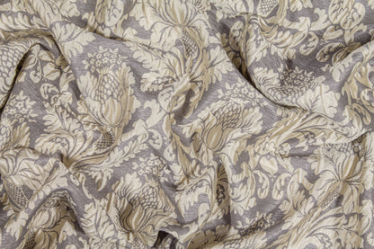Crushed Damask Brocade - Gray and Off White