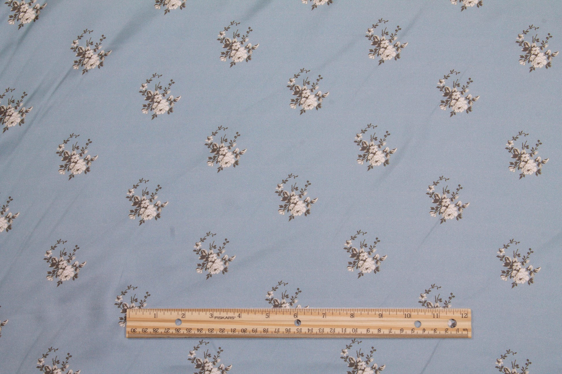 Blue Floral Silk Twill - Prime Fabrics
