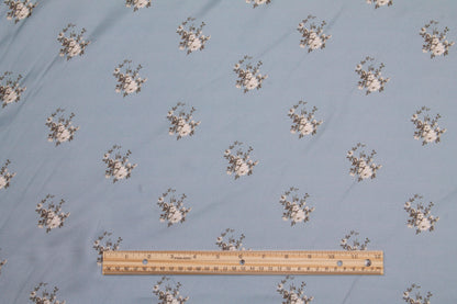 Blue Floral Silk Twill - Prime Fabrics