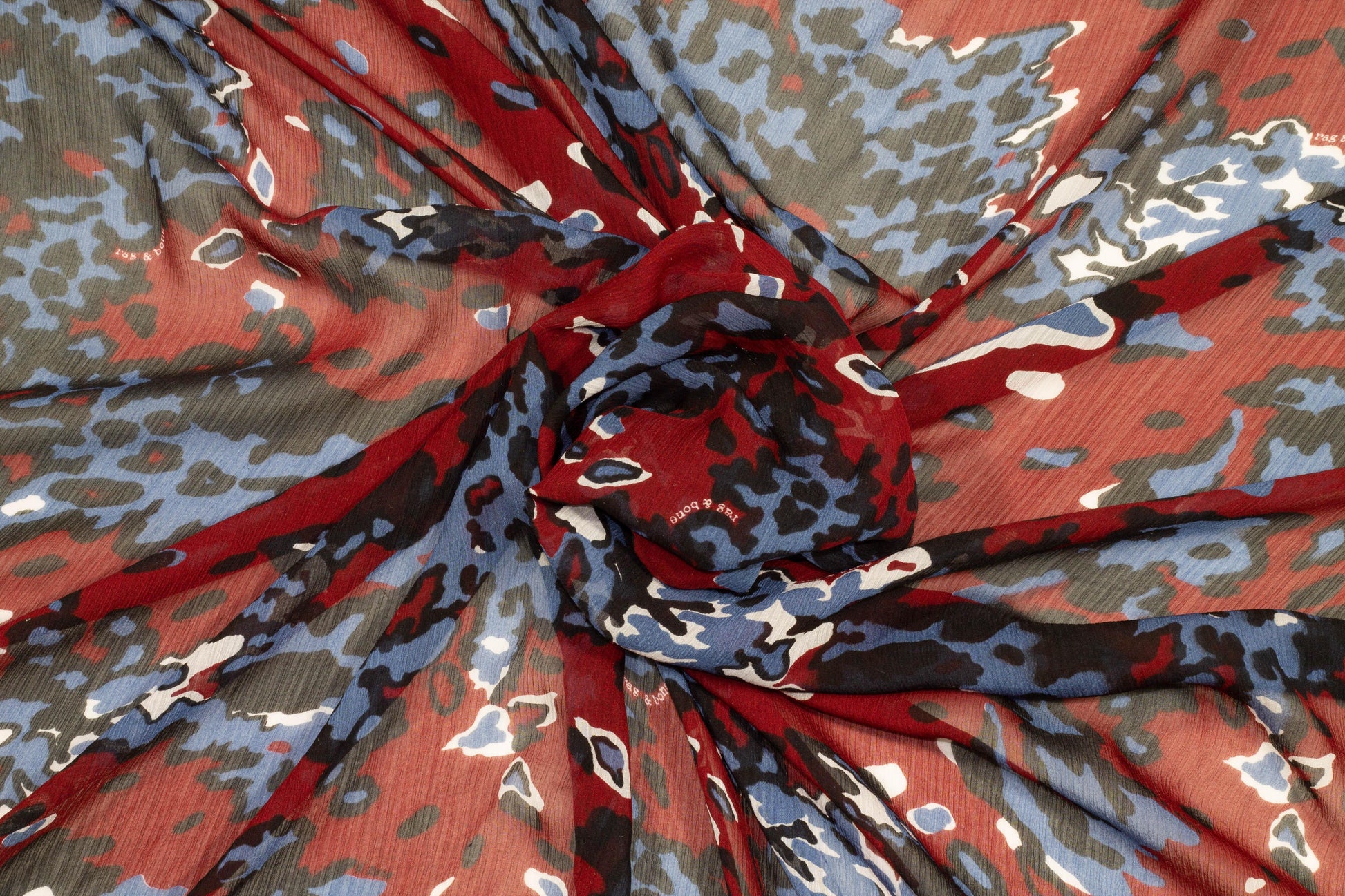 Rag & Bone - Navy and Red Crushed Silk Chiffon - Prime Fabrics