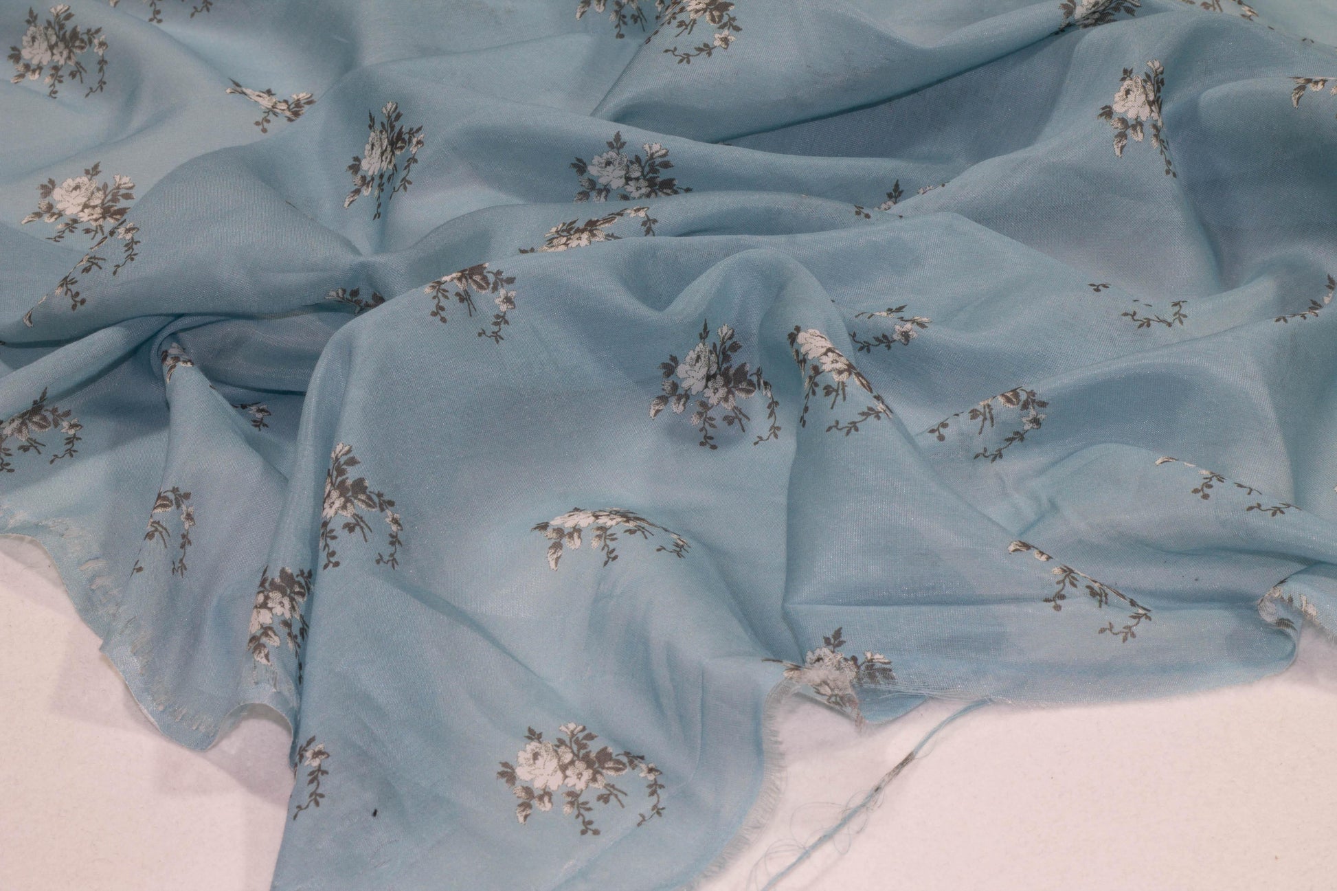 Blue Floral Silk Chiffon - Prime Fabrics