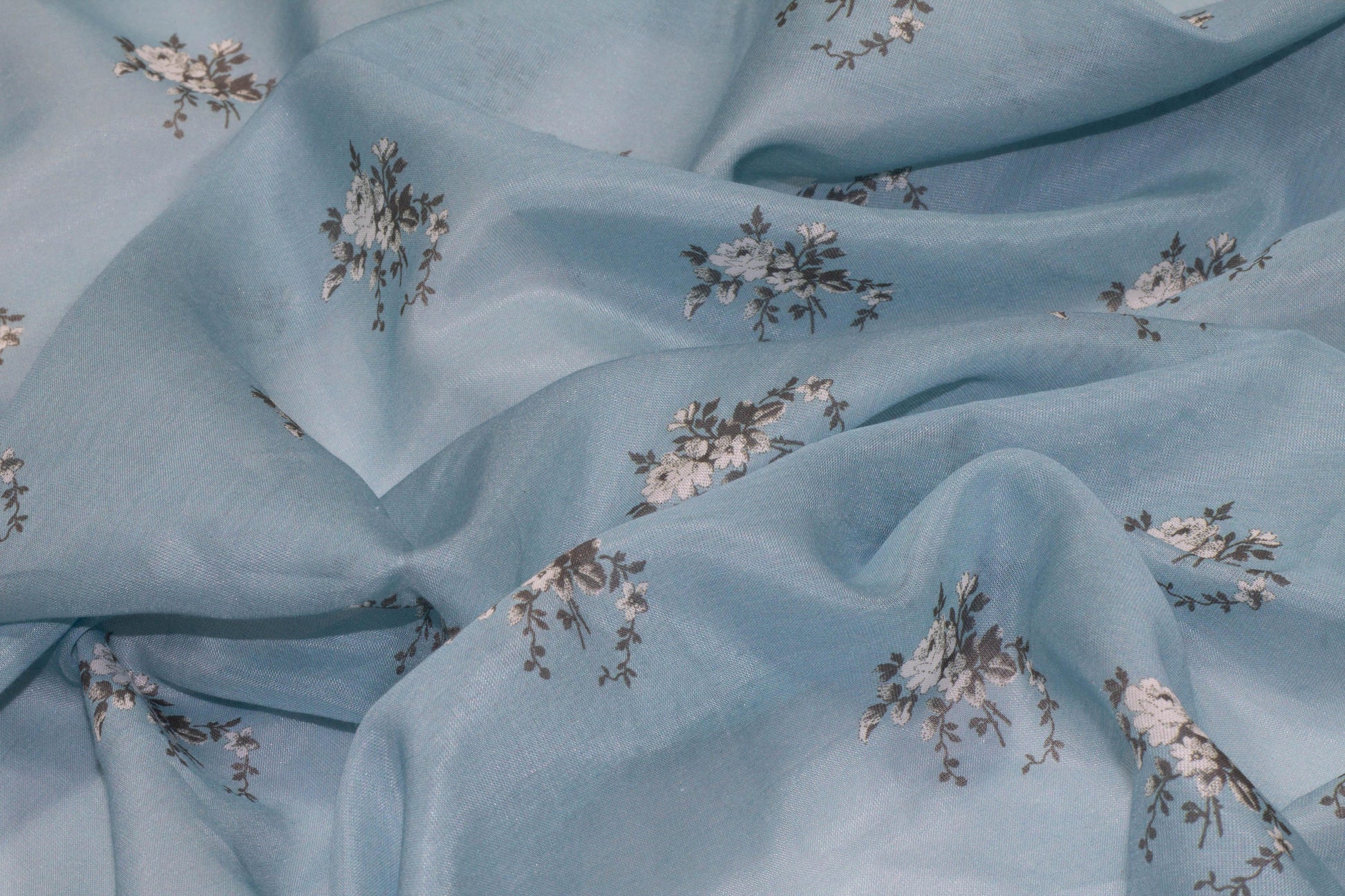Blue Floral Silk Chiffon - Prime Fabrics