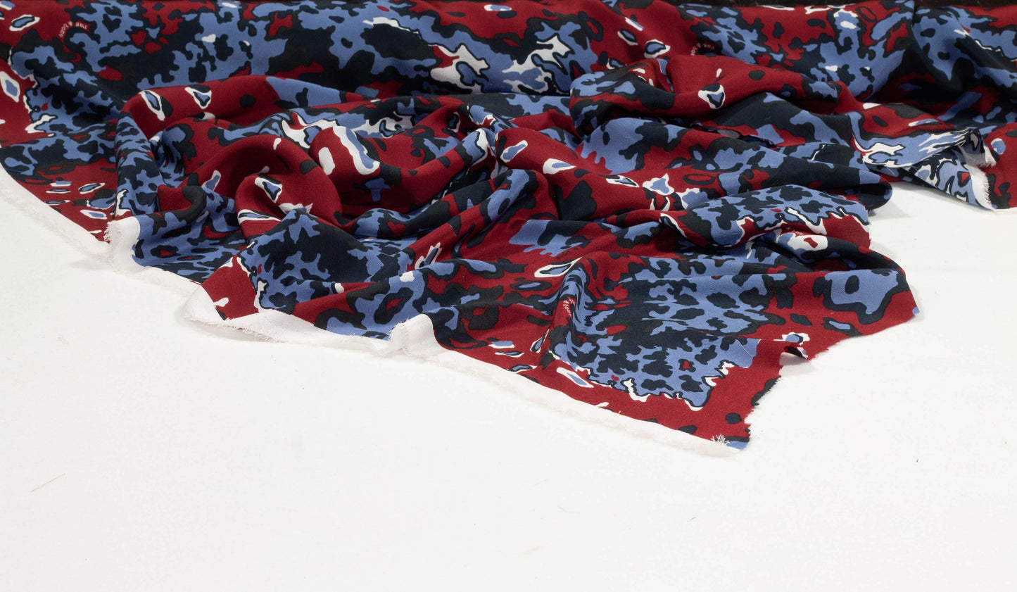 Rag & Bone - Navy and Red Abstract Silk Crepe De Chine - Prime Fabrics