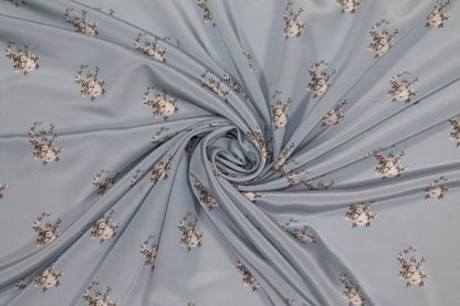 Blue Floral Silk Crepe De Chine - Prime Fabrics