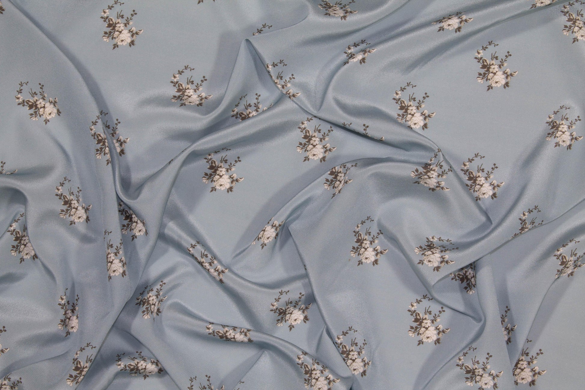 Blue Floral Silk Crepe De Chine - Prime Fabrics
