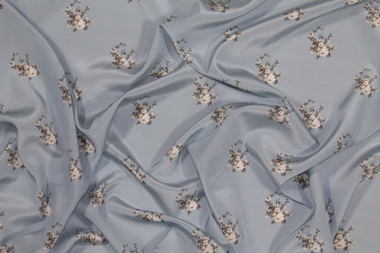 Blue Floral Silk Crepe De Chine - Prime Fabrics