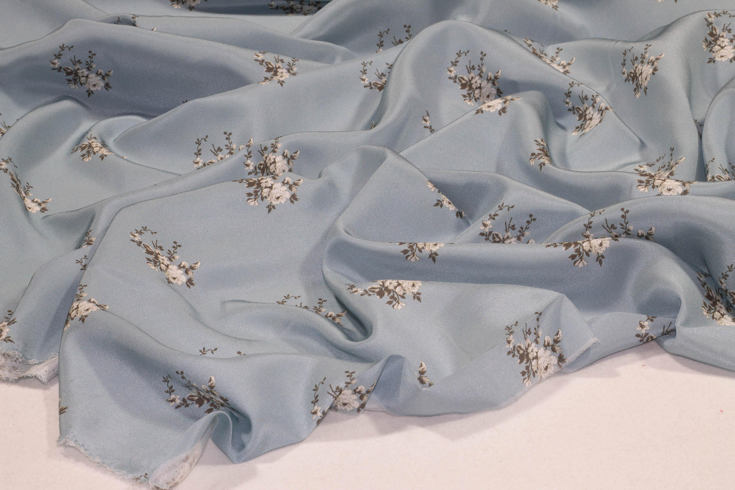 Blue Floral Silk Crepe De Chine - Prime Fabrics