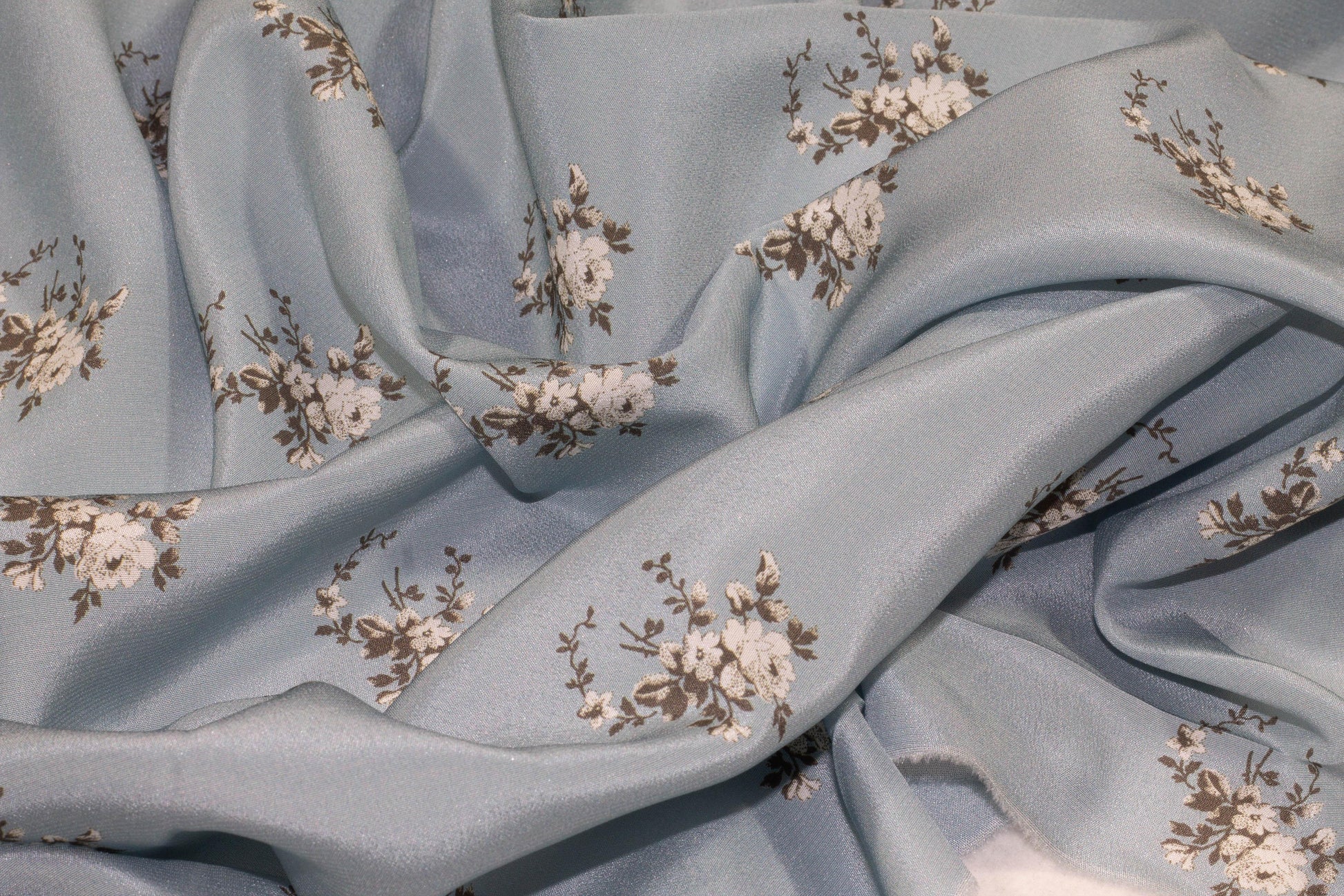 Blue Floral Silk Crepe De Chine - Prime Fabrics