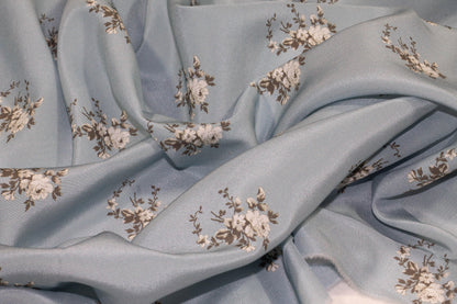 Blue Floral Silk Crepe De Chine - Prime Fabrics
