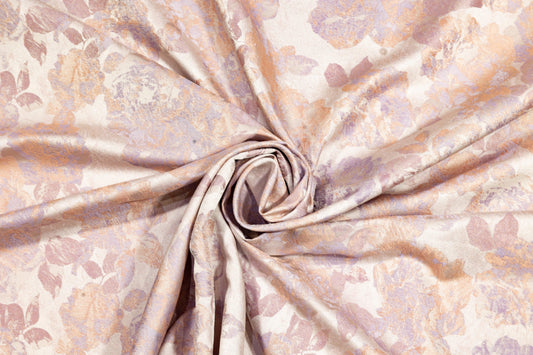 Blush and Lilac Metallic Brocade - Prime Fabrics