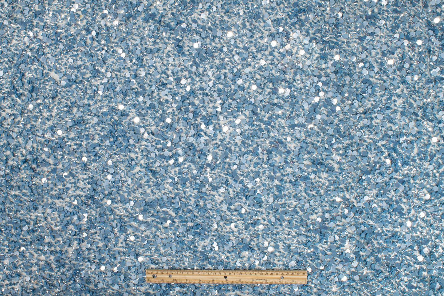 Hand Sequined and Beaded Mesh - Baby Blue - Prime Fabrics
